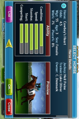 Screenshot of the application Virtual Horse Racing 3D - #3