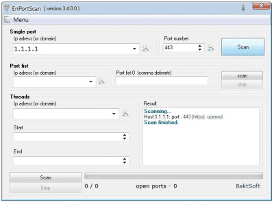 Screenshot of the application EnScanPort - #1