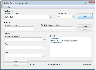 Screenshot of the application EnScanPort - #3