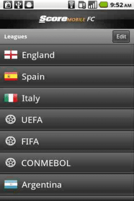 Screenshot of the application ScoreMobile FC - #1