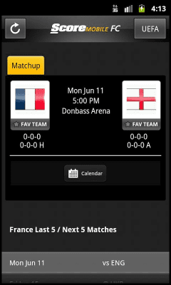 Screenshot of the application ScoreMobile FC - #3