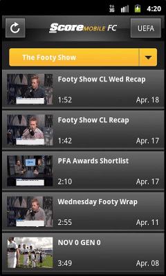 Screenshot of the application ScoreMobile FC - #6