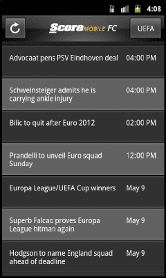 Screenshot of the application ScoreMobile FC - #7