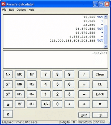 Screenshot of the application KarenWare Calculator - #1