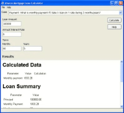 Screenshot of the application Abacre Mortgage Loan Calculator - #1