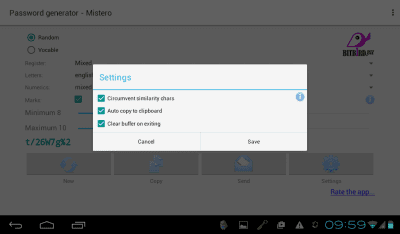 Screenshot of the application Mistero password generator - #4