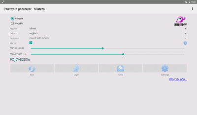 Screenshot of the application Mistero password generator - #5