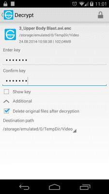 Screenshot of the application FileEnc (File encryption) - #3