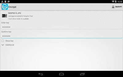 Screenshot of the application FileEnc (File encryption) - #5