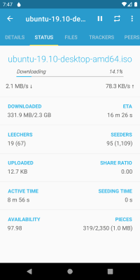 Screenshot of the application Flud - Torrent Client - #3