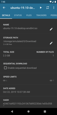 Screenshot of the application Flud - Torrent Client - #4