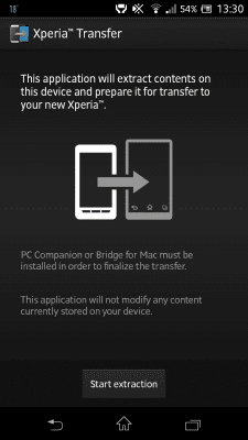 Screenshot of the application Xperia Transfer - #1