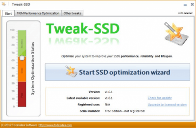 Screenshot of the application Tweak-SSD - #1