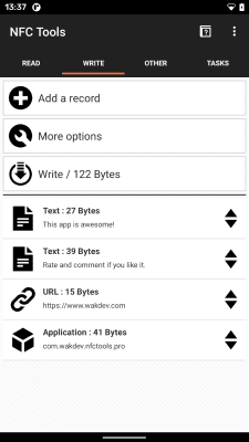 Screenshot of the application NFC Tools - #3