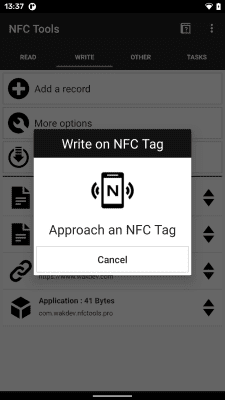 Screenshot of the application NFC Tools - #4
