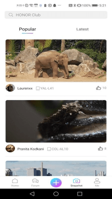 Screenshot of the application HONOR Club - #3