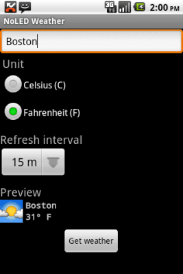Screenshot of the application NoLED Weather - #1