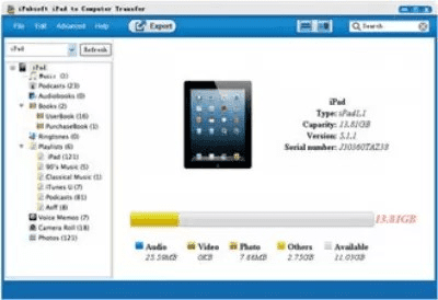 Screenshot of the application iPubsoft iPad to Computer Transfer - #1