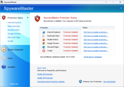 Screenshot of the application SpywareBlaster - #1