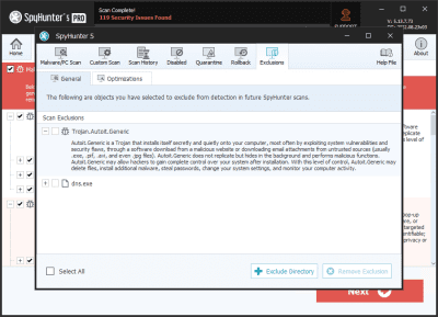 Screenshot of the application SpyHunter - #4