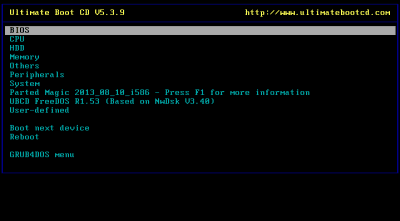 Screenshot of the application Ultimate Boot CD - #1