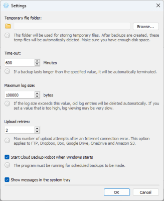 Screenshot of the application Cloud Backup Robot - #4