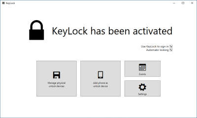 Screenshot of the application KeyLock - #1