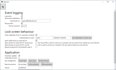 Screenshot of the application KeyLock - #5