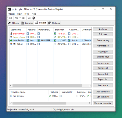 Screenshot of the application PELock - #4