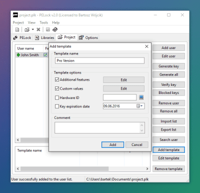 Screenshot of the application PELock - #7
