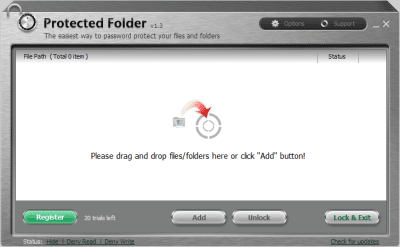 Screenshot of the application Protected Folder - #1