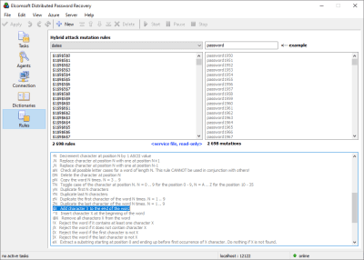 Screenshot of the application ElcomSoft Distributed Password Recovery - #1