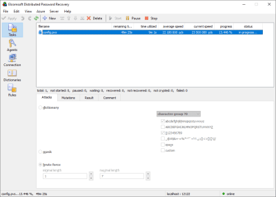 Screenshot of the application ElcomSoft Distributed Password Recovery - #2