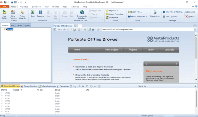 Screenshot of the application Portable Offline Browser - #1