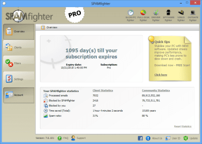 Screenshot of the application SPAMfighter Pro - #1