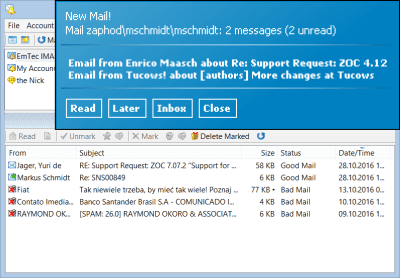 Screenshot of the application MailBell - #1