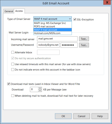 Screenshot of the application MailBell - #4