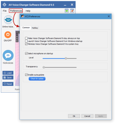 Screenshot of the application AV Voice Changer Software Diamond - #4