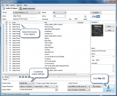 Screenshot of the application Audio Transcoder - #1