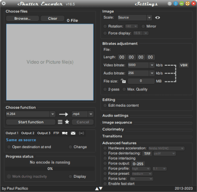 Screenshot of the application Shutter Encoder - #1