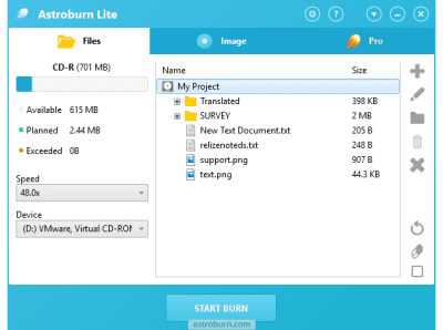 Screenshot of the application Astroburn Lite - #1