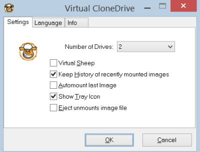 Screenshot of the application Virtual CloneDrive - #1