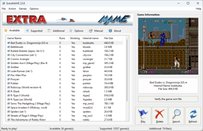 Screenshot of the application ExtraMAME - #1