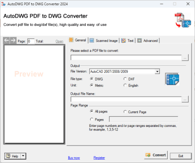 Screenshot of the application PDF to DWG Converter - #1