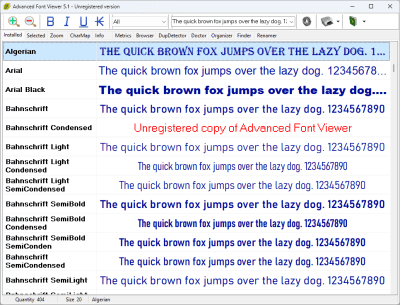 Screenshot of the application Advanced Font Viewer - #1