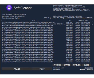 Screenshot of the application Soft Cleaner - #1