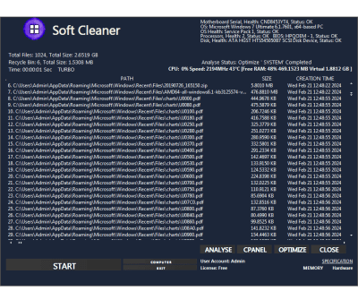 Screenshot of the application Soft Cleaner - #2