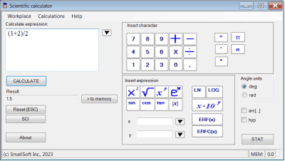 Screenshot of the application Scientific calculator - #1