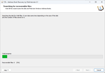 Screenshot of the application DiskInternals Address Book Recovery - #3