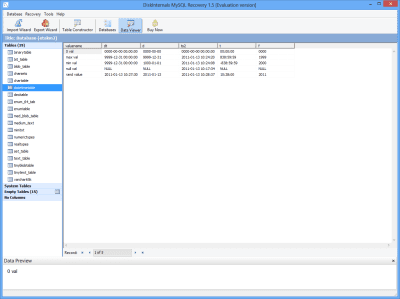 Screenshot of the application MySQL Recovery - #2